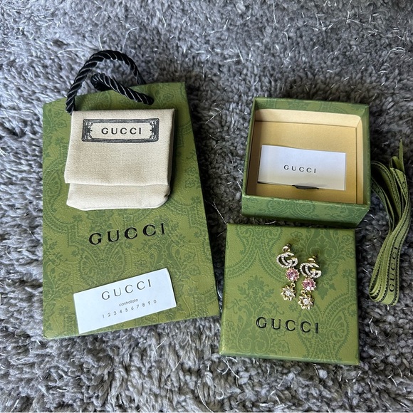 New Gucci GG embellished drop earrings with box - Picture 4 of 7